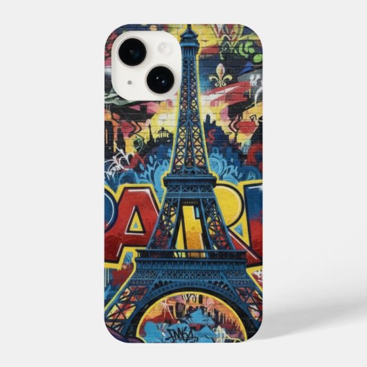 Paris Eiffel Tower Graffiti Street Art iPhoneケース (裏面)