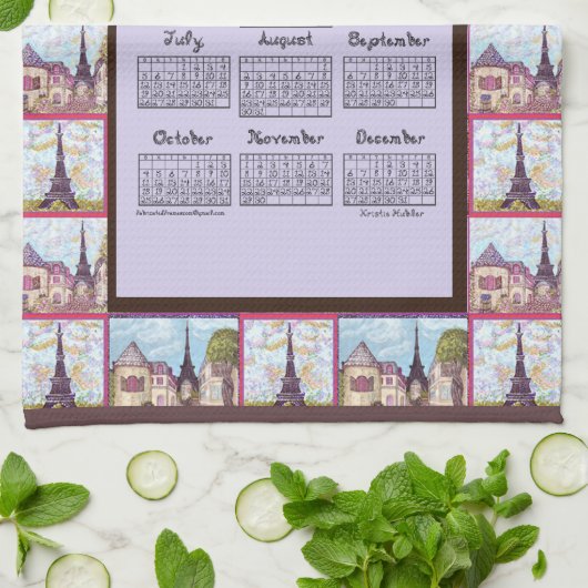 Paris Eiffel Tower Inspired Collage 2026 calendar キッチンタオル (折り畳み)