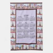 Paris Eiffel Tower Inspired Collage 2026 calendar キッチンタオル (縦)