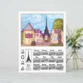 Paris Eiffel Tower Landscape 2026 Calendar Paper (スタンド正面)