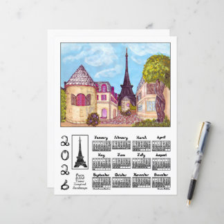 Paris Eiffel Tower Landscape 2026 Calendar Paper