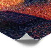 Paris Eiffel Tower Pointillism Sunset Cityscape Ar ポスター (角)