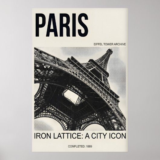 Paris Eiffel Tower Print - Vintage Style ポスター (正面)