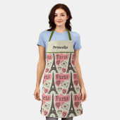 Paris Eiffel Tower Romance Personalized エプロン (着用した状態)
