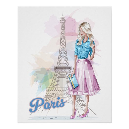 Paris Eiffel Tower sightseeing ポスター (正面)