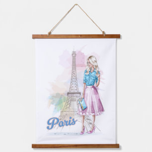 Paris Eiffel Tower sightseeing 吊り下げ型タペストリー