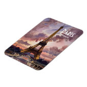 Paris Eiffel Tower Twilight Watercolor Painting マグネット (左側)