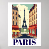 Paris Eiffel Tower View Vintage Travel ポスター (正面)