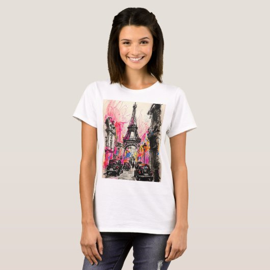 Paris, Eiffel Tower Vinatge style Classic T-Shirt  Tシャツ (正面フル)