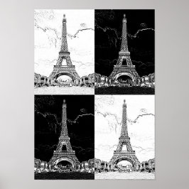 Paris - Eiffel Tower - Vintage Inspired Art ポスター
