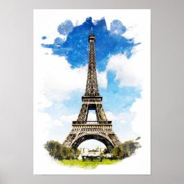 Paris - Eiffel Tower - Watercolor painting ポスター
