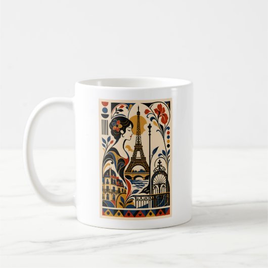 Paris Elegance – Geometric Art Mug コーヒーマグカップ (左)