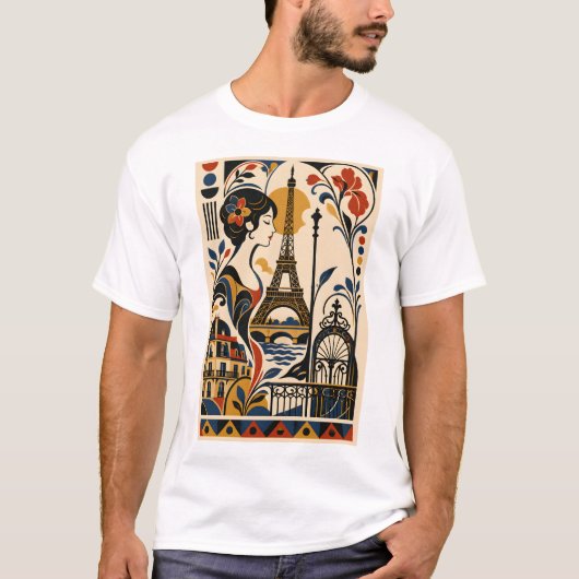 Paris Elegance – Geometric Art T-Shirt Tシャツ (正面)