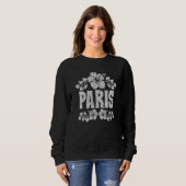 Paris Flowers Distressed White Print スウェットシャツ (正面フル)