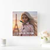 PARIS - FRANCE スクエア壁時計 (ホーム)