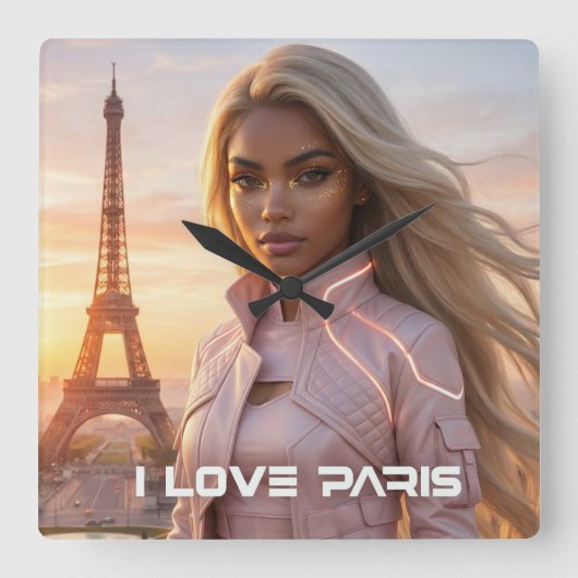 PARIS - FRANCE スクエア壁時計 (正面)