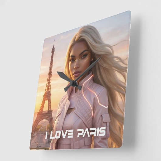 PARIS - FRANCE スクエア壁時計 (傾斜)