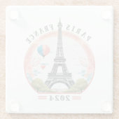 Paris France 2024ガラスコースター、エッフェルタワー ガラスコースター (裏面)