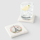 Paris France 2024石コースター、エッフェルタワー ストーンコースター (横)