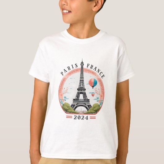 Paris France 2024 Kids T-Shirt、Paris France 2024 Tシャツ (正面)