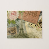 Paris France Antique Artwork Collage Eiffel French ジグソーパズル (横)