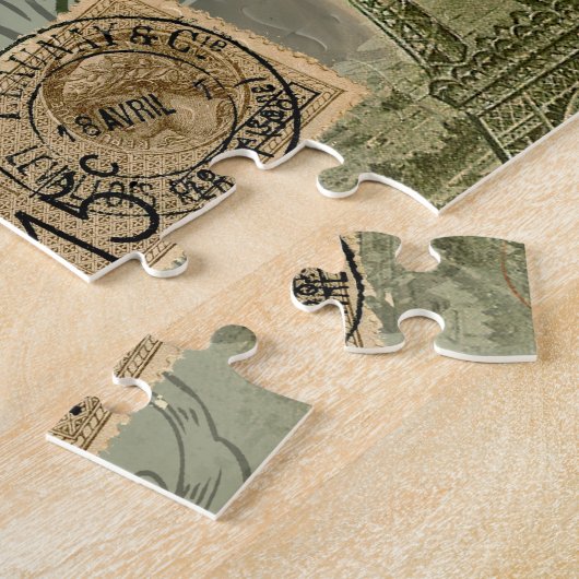 Paris France Antique Artwork Collage Eiffel French ジグソーパズル (側面)