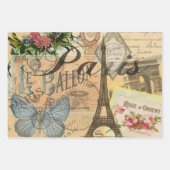 Paris France Antique Artwork Collage Eiffel French ラッピングペーパーシート (正面2)