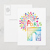 Paris France | Arc de Triomphe | Neon Design ポストカード (正面/裏面)