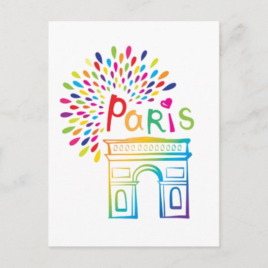 Paris France | Arc de Triomphe | Neon Design ポストカード (正面)