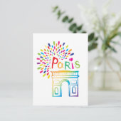 Paris France | Arc de Triomphe | Neon Design ポストカード (スタンド正面)