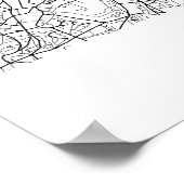 Paris France Black and White City Map Poster ポスター (角)