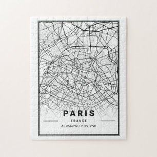 Paris France City Map Modern Minimalist Drawing ジグソーパズル