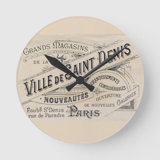 Paris, France Clock ラウンド壁時計 (正面)