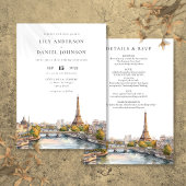 Paris France Destination All In One Wedding 招待状