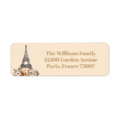 Paris France Eiffel Tower Floral Return Address ラベル (正面)