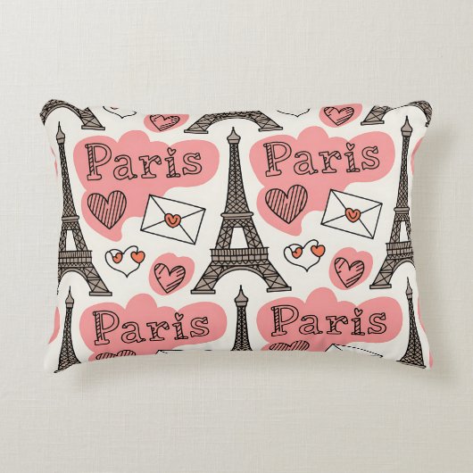 Paris France Eiffel Tower Romance Cute Pattern アクセントクッション (正面)
