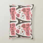 Paris France Eiffel Tower Romance Cute Pattern アクセントクッション (裏面(縦))