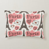 Paris France Eiffel Tower Romance Cute Pattern アクセントクッション (裏面)