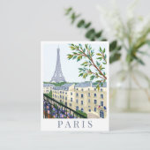 Paris France Eiffel Tower Travel Illustration ポストカード (スタンド正面)