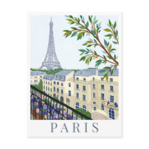 Paris France Eiffel Tower Travel Illustration