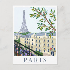 Paris France Eiffel Tower Travel Illustration ポストカード