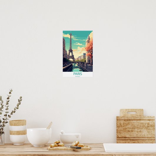 Paris France, Eiffel Tower Travel Wall Poster ポスター (キッチン)