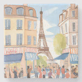 Paris France Eiffel Tower Watercolor ストーンコースター (正面)