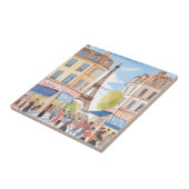 Paris France Eiffel Tower | Watercolor French タイル (側面)