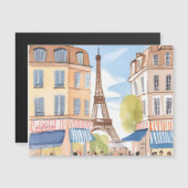 Paris France Eiffel Tower | Watercolor Magnet Card (正面/裏面)