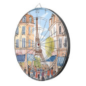 Paris France Eiffel Tower | Watercolor Travel ダーツボード (正面右)