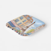 Paris France Eiffel Tower Watercolor Travel ペーパープレート (傾斜あり)