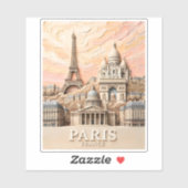 Paris France Europe Modern Pastel Textured Travel シール (シート)