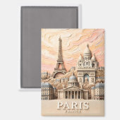 Paris France Europe Modern Pastel Textured Travel マグネット (正面/裏面)