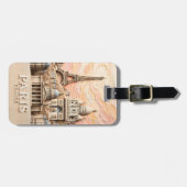  Paris France Europe Modern Pastel Textured Travel ラゲッジタグ (正面横)